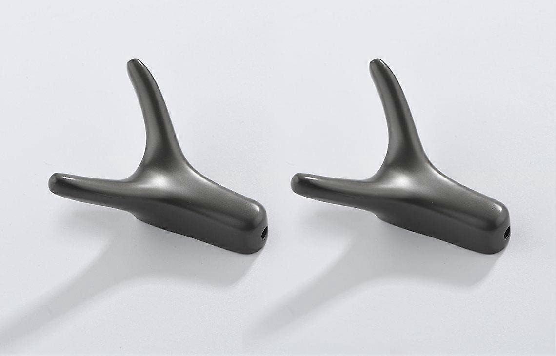 Set of 2 Coat Hooks, Double Metal Hooks and Hooks, Vintage Cast Iron Deer Wood Hooks Old Metal Finis