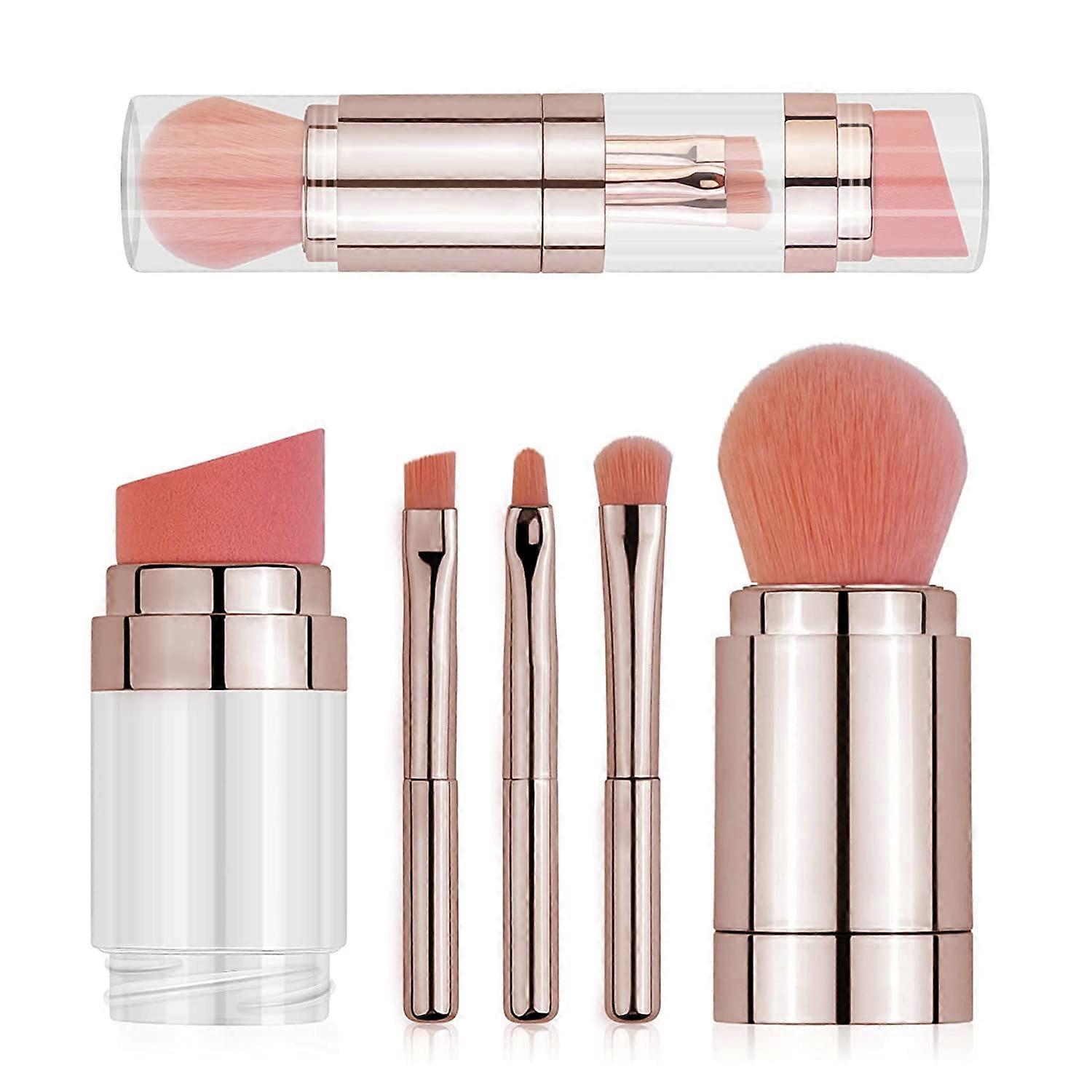 Makeup Brush Set,5 IN 1 Make Up Brushes Set for Foundation,Powder, Blush,Eyeshadow,and Concealer,Multifunctional  Brush for Liquid,Cream and Powders P