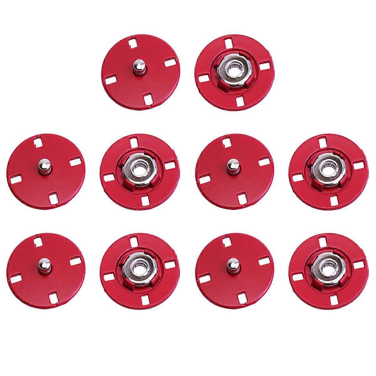 10pcs Alloy Button Metal Hands Sew Buttons Coat Buckle Flat Buttons for Clothes (Red)