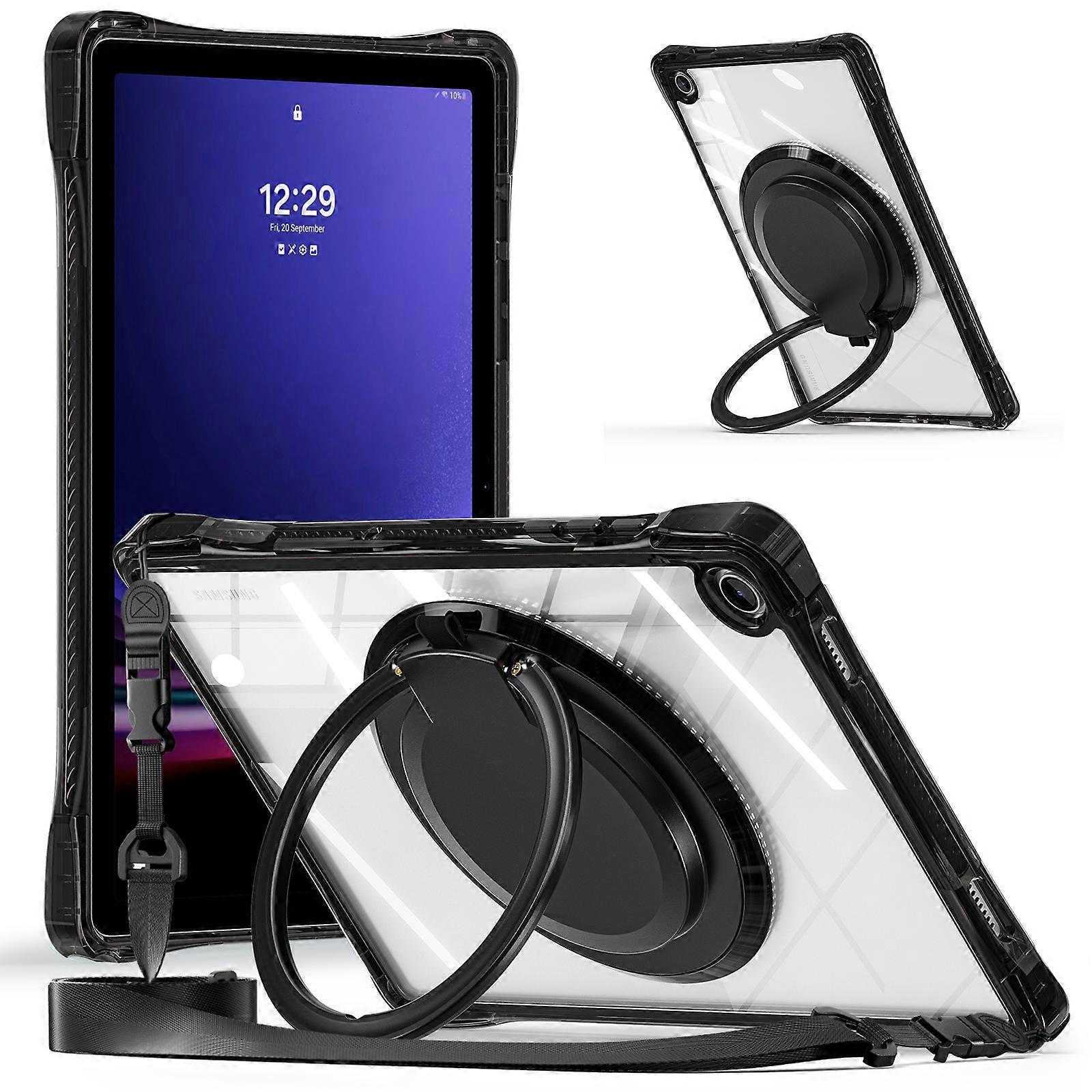 For Samsung Galaxy Tab A9+(Plus) SM-X210/ X216/ X218 Case with Shoulder Strap Kickstand PC+TPU+Acrylic Tablet Cover
