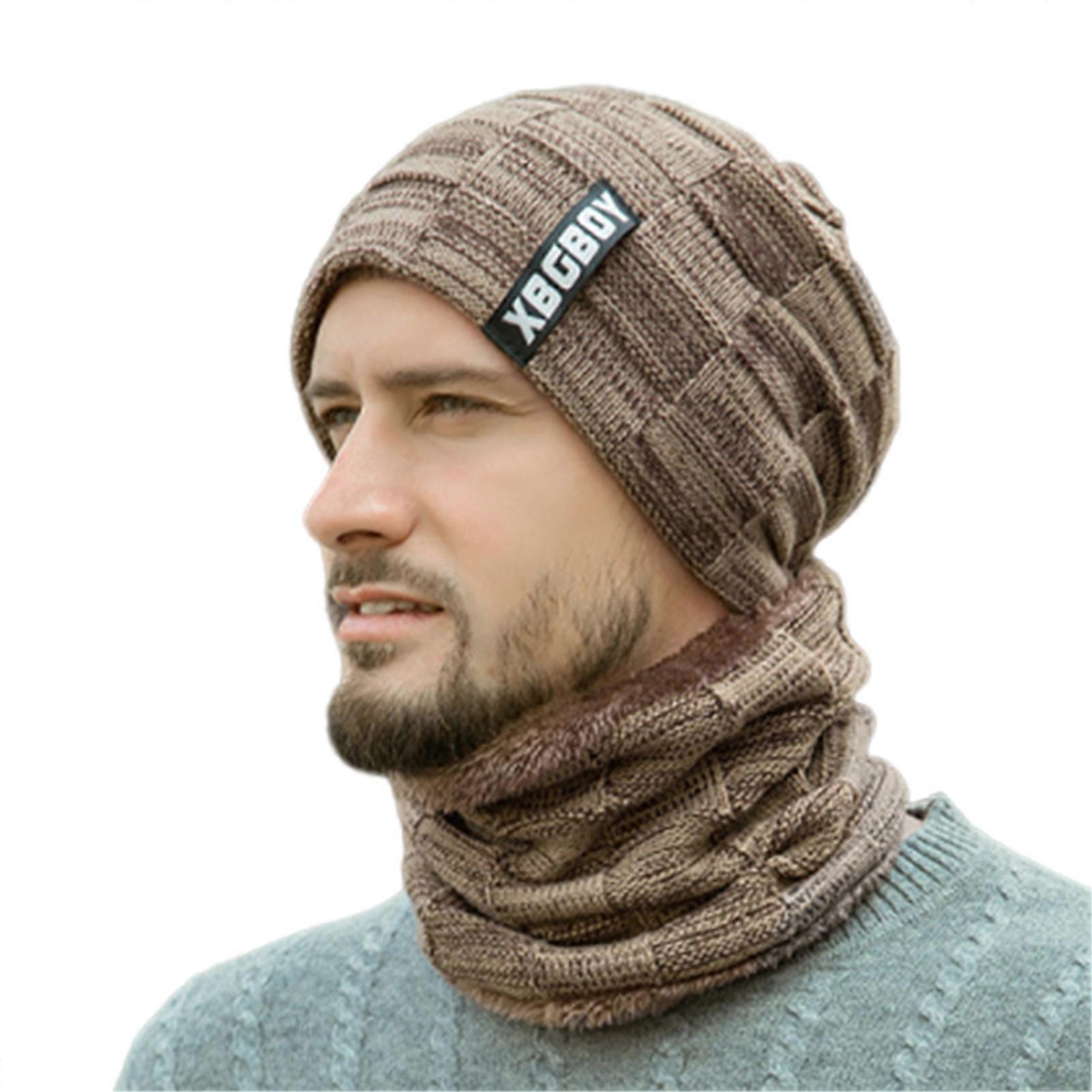 Woolen Beanie Cap Neck Scarf Set Windproof Warming Outdoor Skiing Beanie Kit for Outdoor Sports