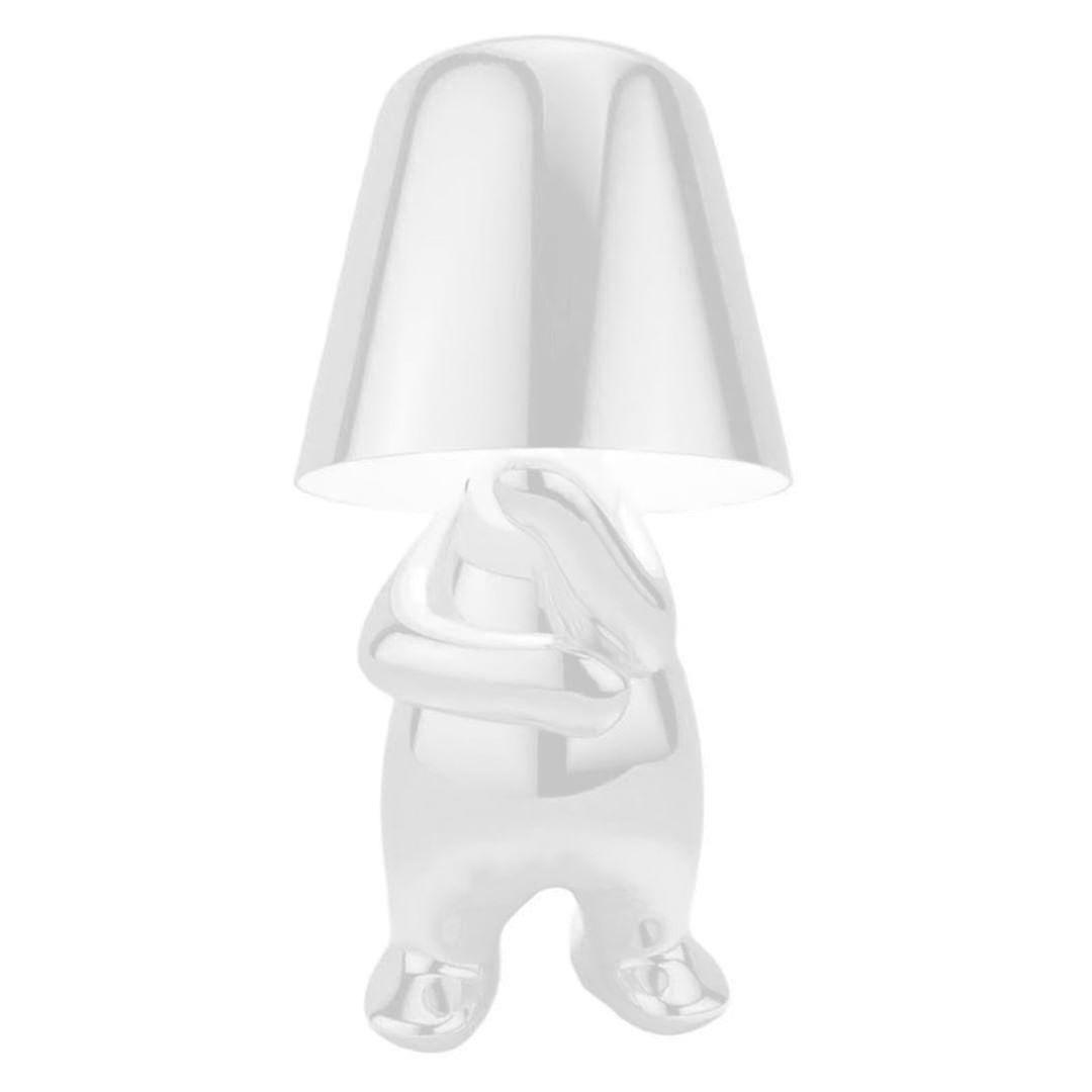 Bedside Touch Table Lamp, Gold Thinker Lamp Desk Light Cordless Rechargeable Portable Decorative Nightstand Lamp With Usb Charging