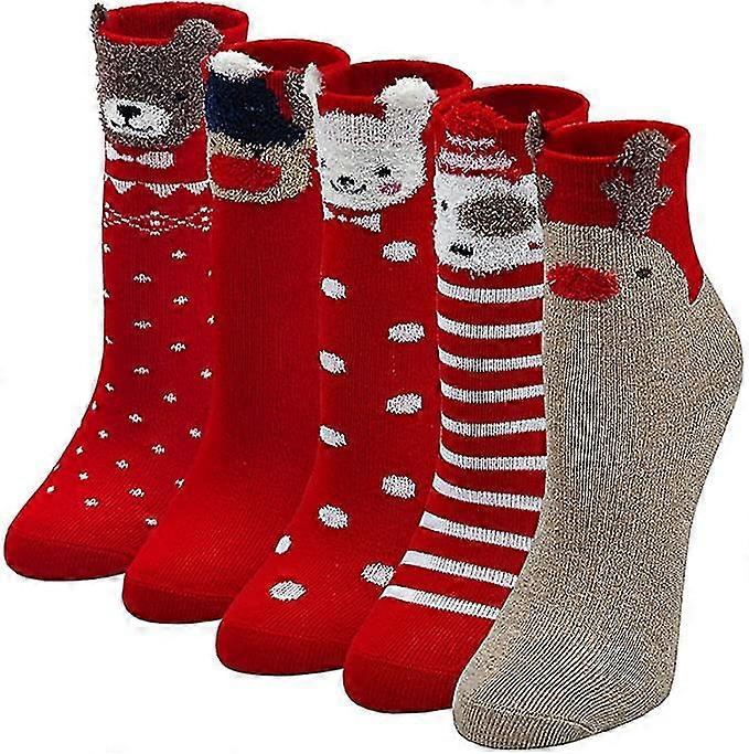 Christmas Socks Animals Pattern 5 Pairs