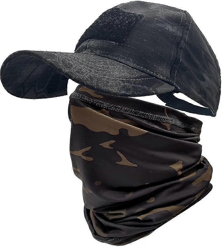Camo Hats For Men With Cooling Neck Gaiter Baseball Caps Face Scarf Mask Army