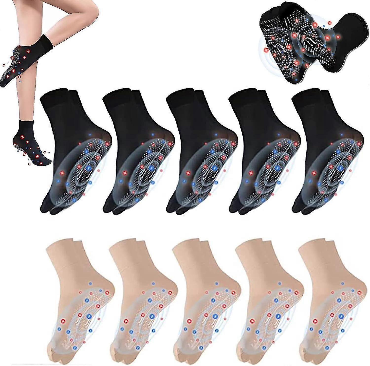 Tourmaline Ionic Body Shaping Stretch Socks, Slimming Acupressure Self-heating Foot Massage Socks, Ion Shaping Elastic Socks