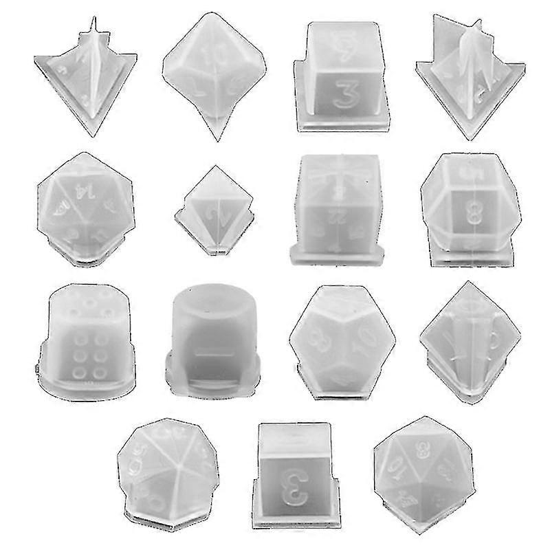 15 Shapes Irregular Dice Epoxy Resin Mold Multi-spec Digital Game Silicone Mould, Clear