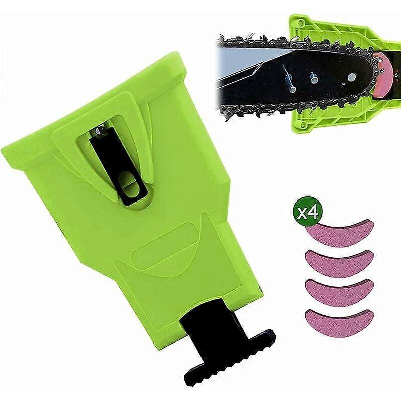 Chain Sharpener for Chainsaw, Weeder Chain, with 4pcs Replaceable Whetstone (Green)