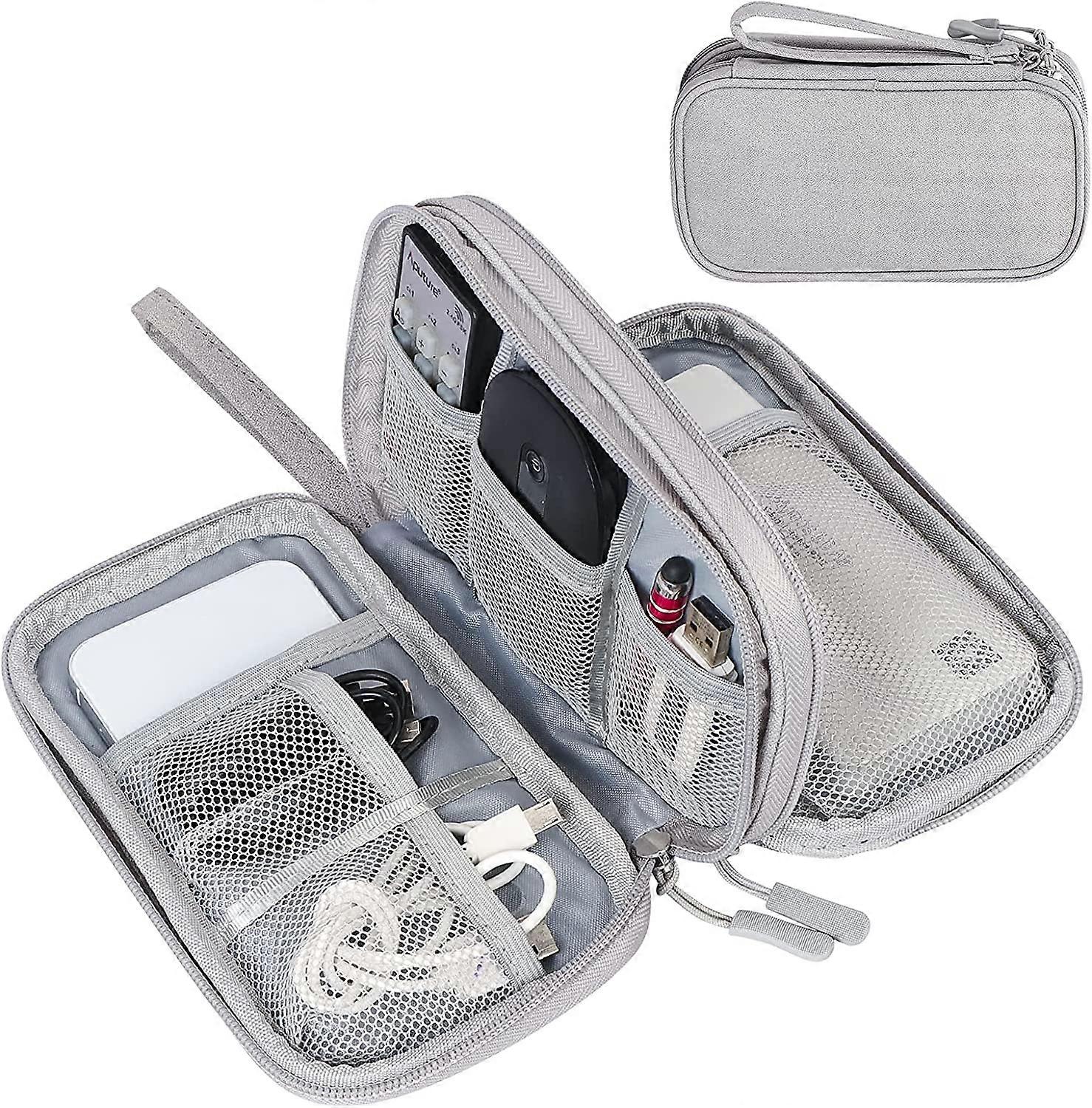Cable Bag, Double Layer Electronics Organizer Travel Electronic Bag for Cables