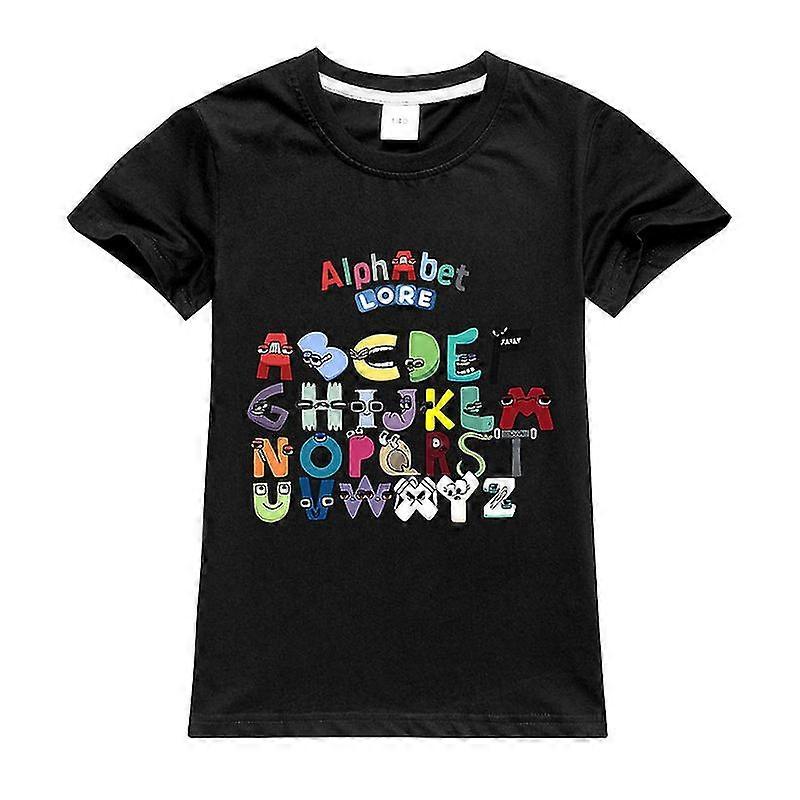 الأبجدية لور تي شيرت الكرتون قصيرة الأكمام الصيف المتوسطة إلى ملابس الأطفال الكبيرة