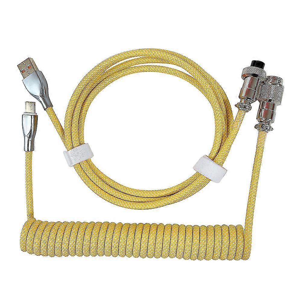 2 In 1 Coiled Aviator Wire Type-c To Usb Cable For Mechanical Keyboard Aviation Connector Spiral Paracord
