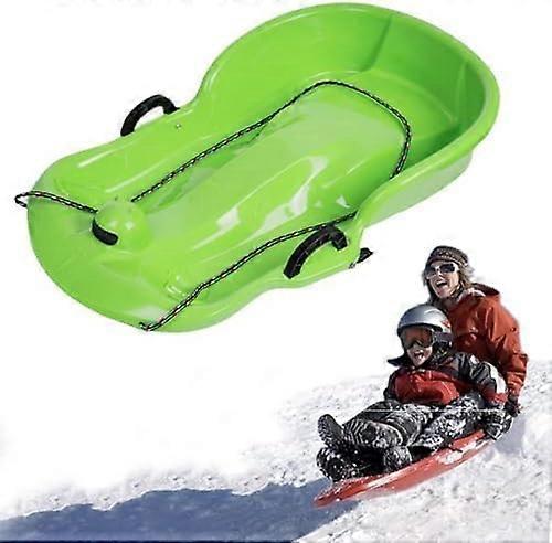 Snow Sleds ,Children's Sledge, Thickened Double Sledge, Sledge with Backrest, Sledge with Brake Pull Rope,Green
