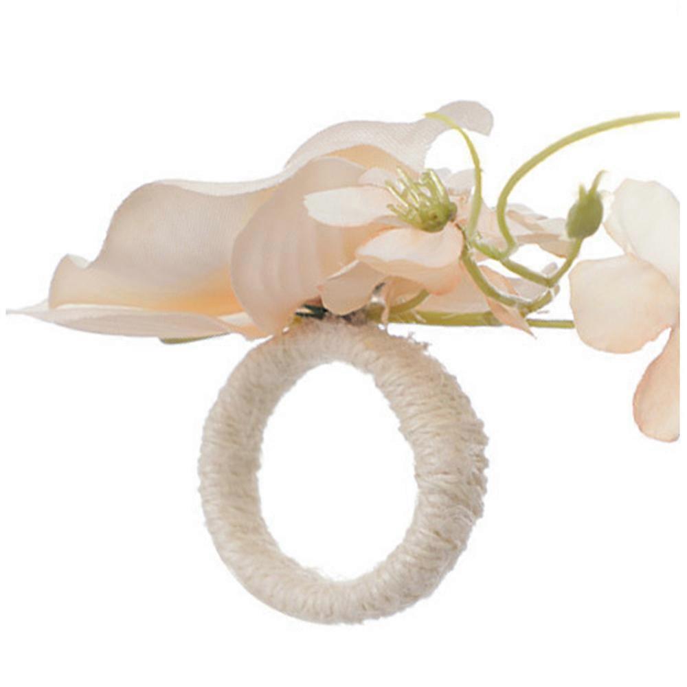 ダイニング用シャンパンフェイクオーキッドナプキンリングセット