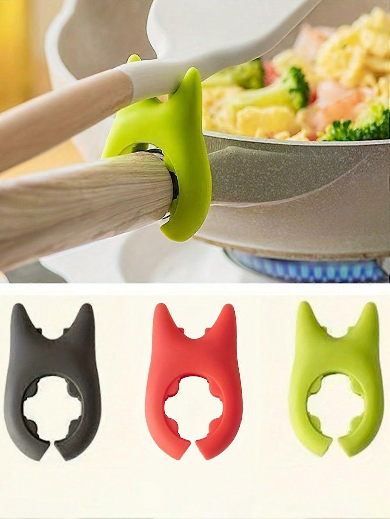 3pcs Silicone Kitchen Utensils Set - Spill-Proof Ladle, Pot Lid Holder, And Multi-Functional Spatula Rack, Random Color, Suitable For Home And Restaur