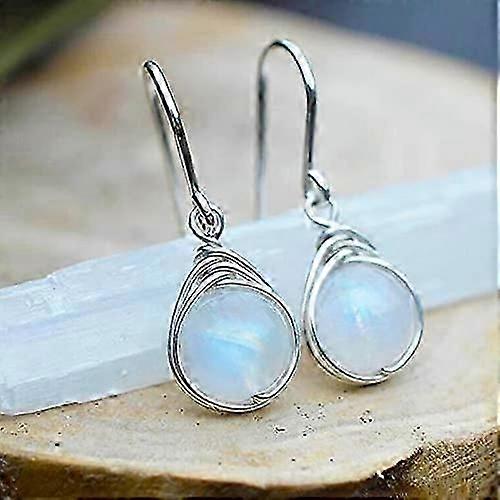 Natural Moonstone 925 Sterling Silver Dangle Drop Earrings