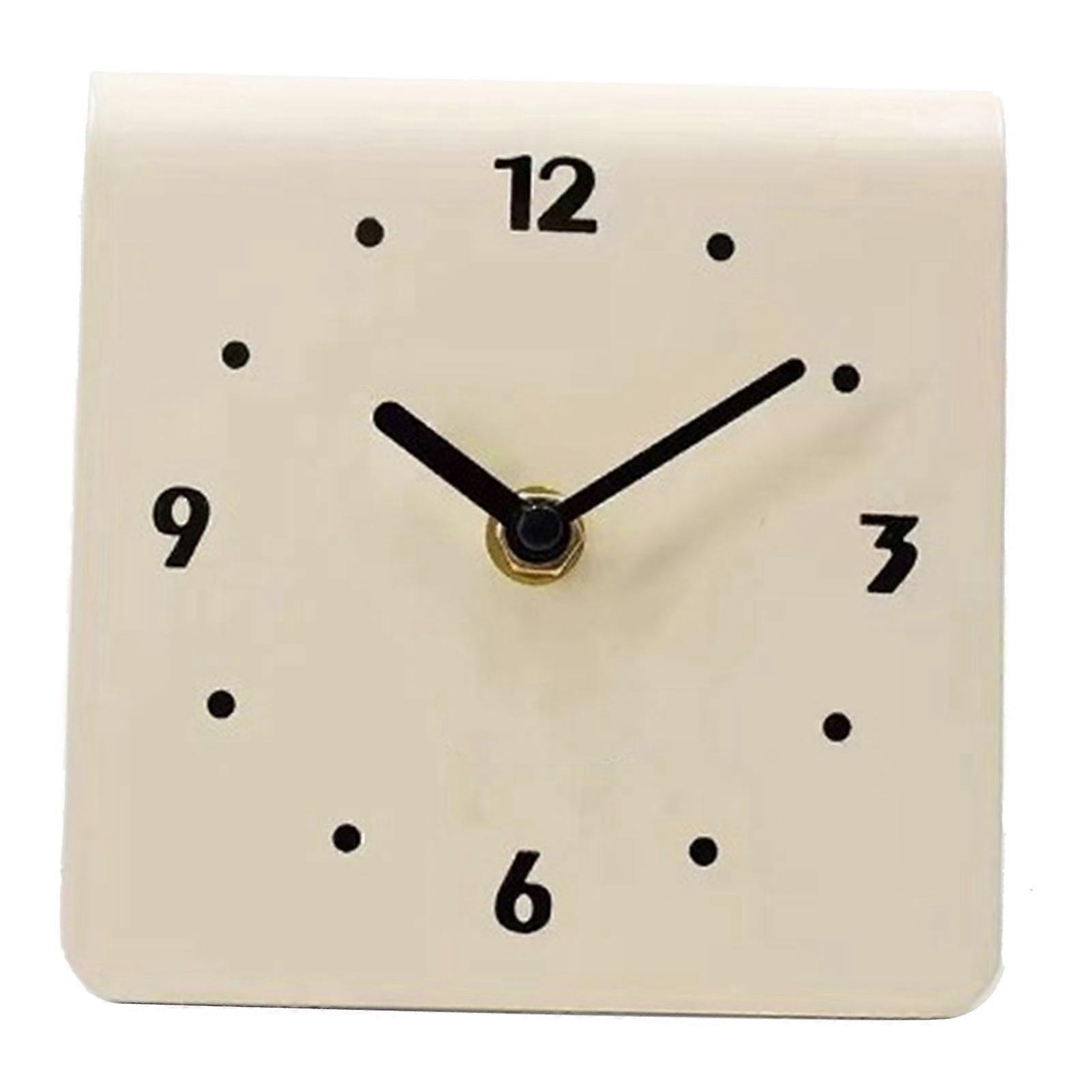 Modern Metal Desktop Clock Quiet Cream White