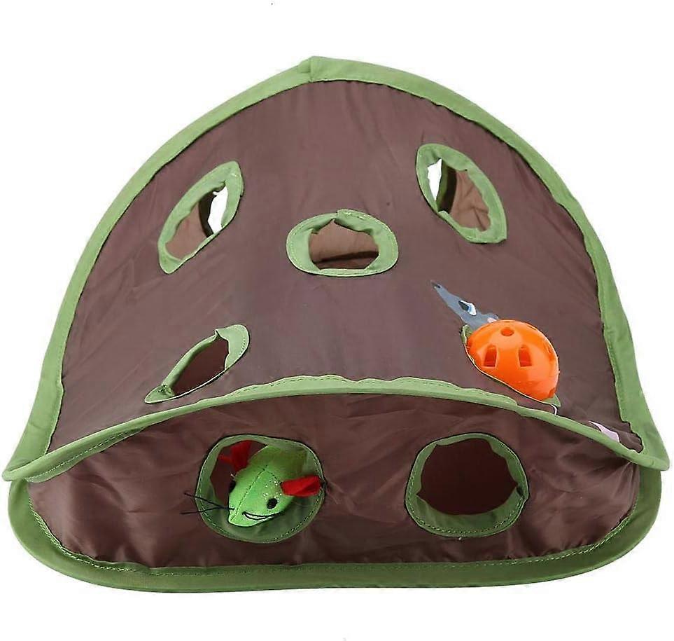 Interactive Cat Toy 9 Mouse Holes Interactive Toy for Cats Intelligence Training with Bell and Mouse