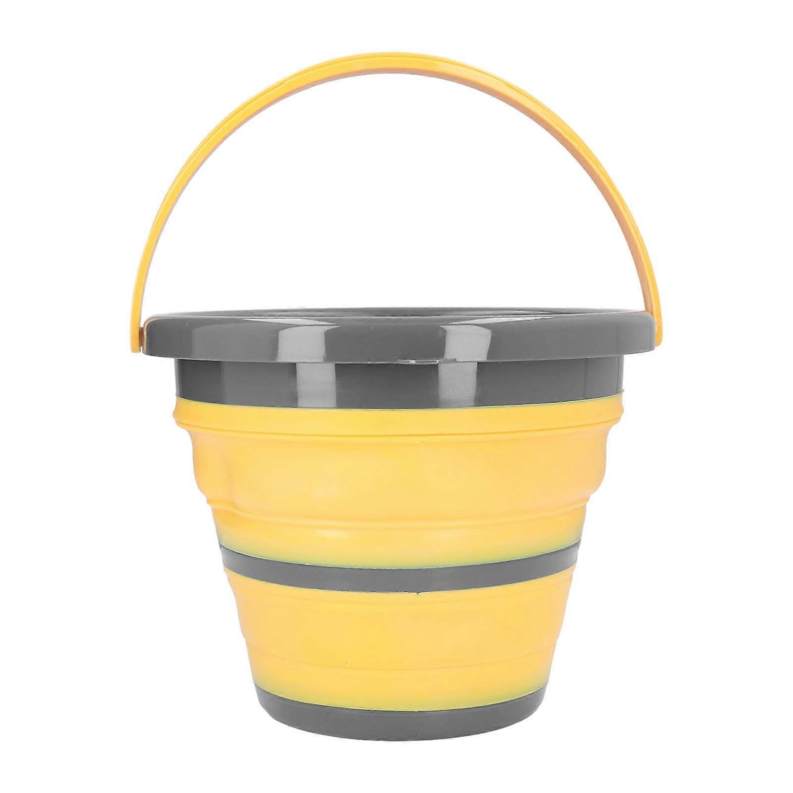 Collapsible Plastic Bucket Portable Handle Folding Water Bucket for Fishing Camping Gray