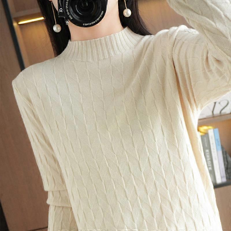 YYFS Women's Fashion Casual Solid Color Print Autumn Winter Long Sleeve Half Turtleneck Loose Sweaters