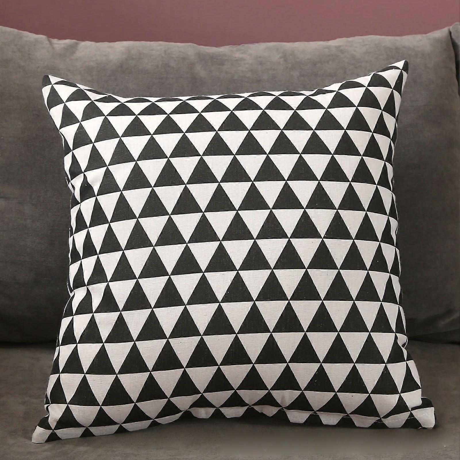 Home Pillow Case Sofa Cushion Accessories Linen Nordic Style Daily Use Home Textiles Black Triangle 45x45