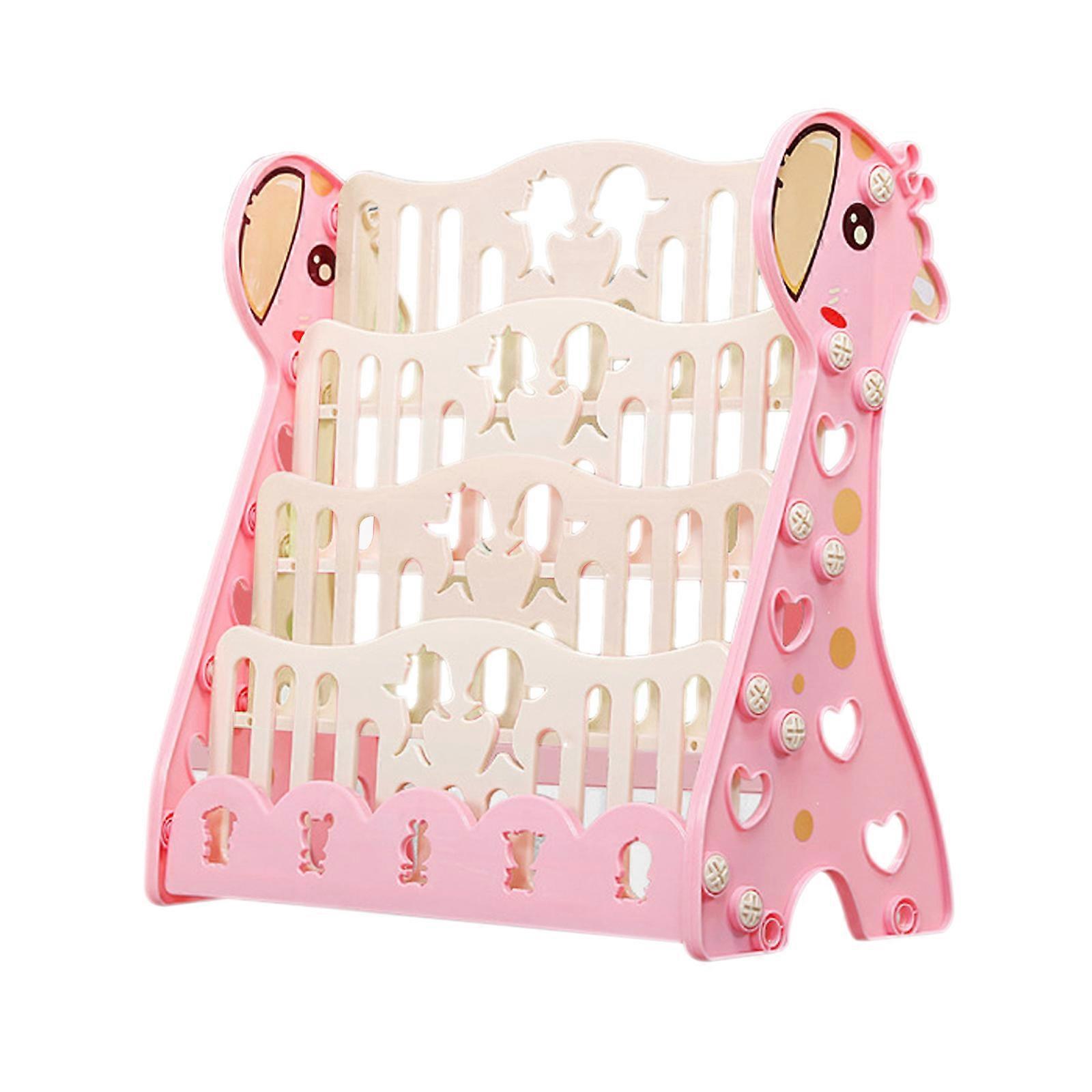 Libreria e organizer per bambini, 4 strati, rosa, plastica