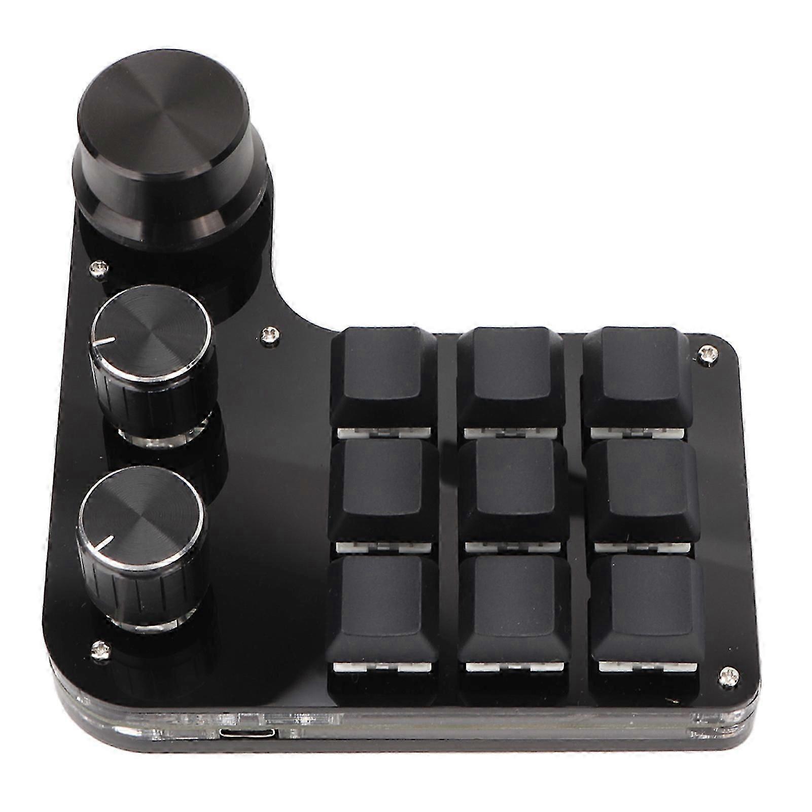 Mini Keypad 9 Keys 3 Knobs Rgb Backlit Blue Switch Plug And Play Programmable Keypad For Gaming Office Media