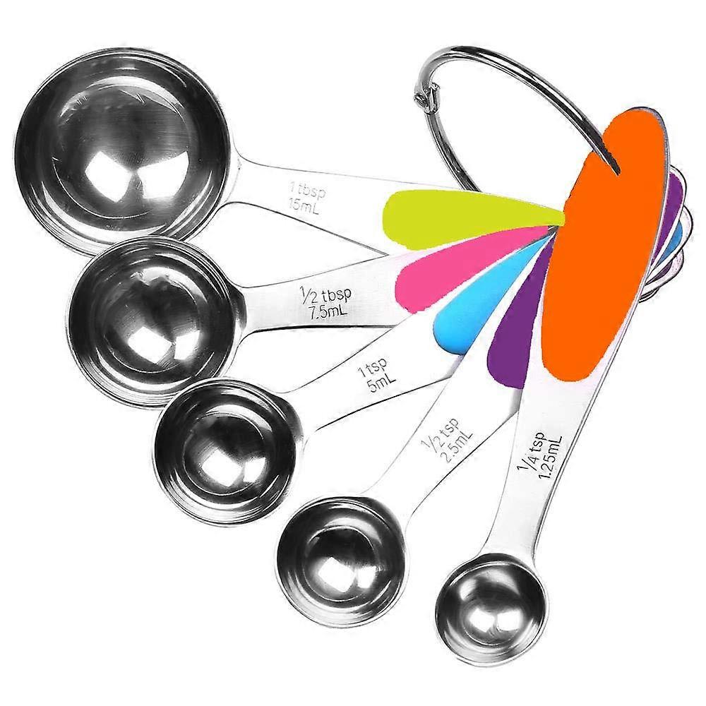 5 Piece Stackable Stainless Steel Measuring Spoon Set for Precise Cooking and Baking, Compact Design and Easy Storage