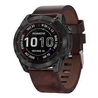 Til Garmin Fenix 7X 26mm læder stål spænde ur band