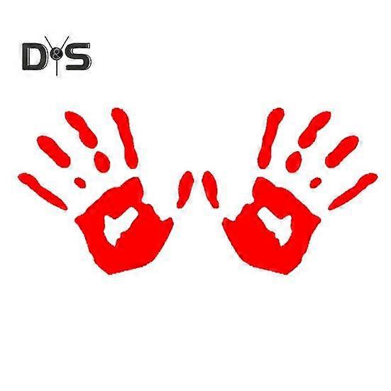 1 Pair Colorful Handprint Car Sticker Waterproof PVC Self-adhesive Auto SUV Off Road Vehicle Left Right Rearview Mirror Body Palm Decoration