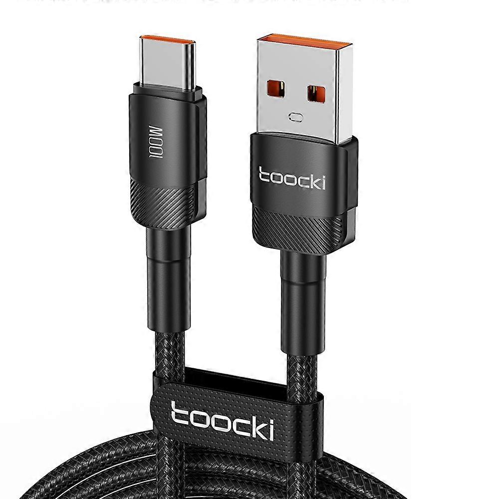 TOOCKI TQ-X12A2 1m 100W Data Cord USB to Type-C Fast Charging Cable-Black