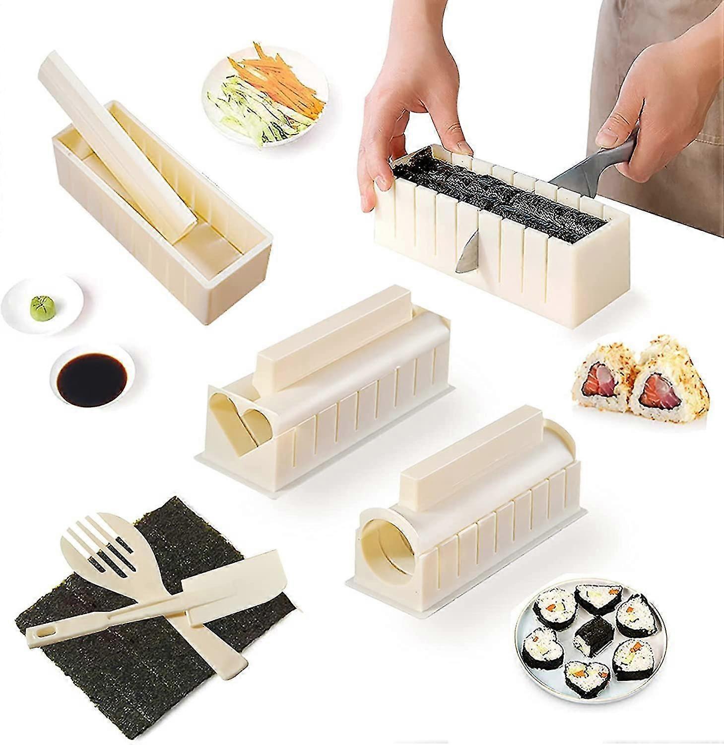 Kit de fabrication de sushis, 10 pièces complètes Sushi Maker Ensemble de sushis en plastique