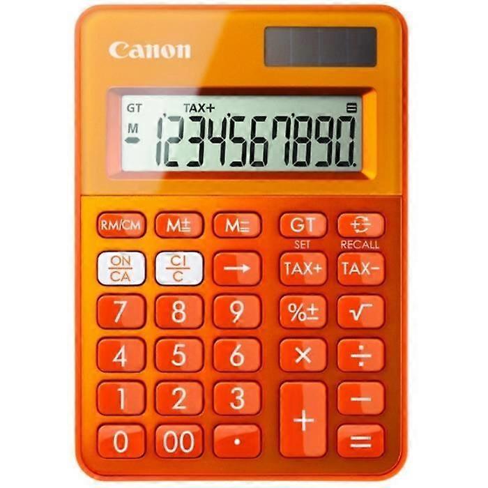 Pocket Calculator - CANON - LS-100K MOR - Orange - 10 Digit Display - Solar and Battery