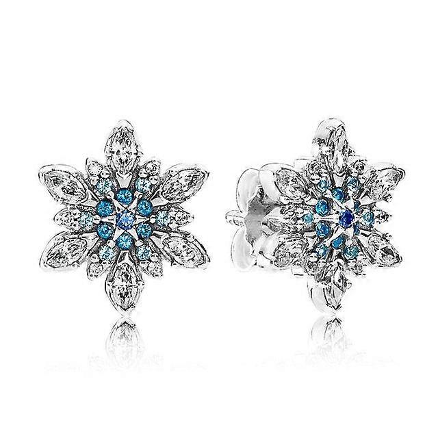925 Sterling Silver Crystalized Snowflake Poetic Blooms Interlocking Circle Round Circle Kolczyk dla kobiet Prezent Moda Biżuteria