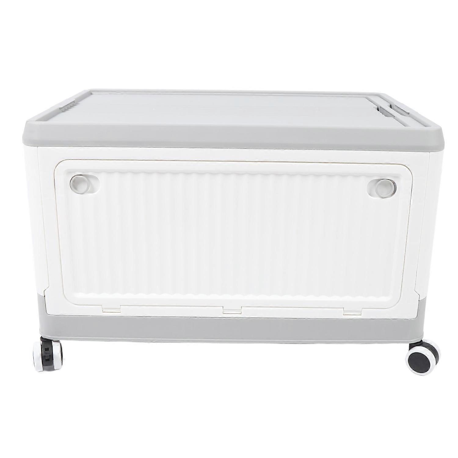 Folding Storage Bin with Lid Wheels PP Stackable Rolling Utility Storage Box Container with Handle f