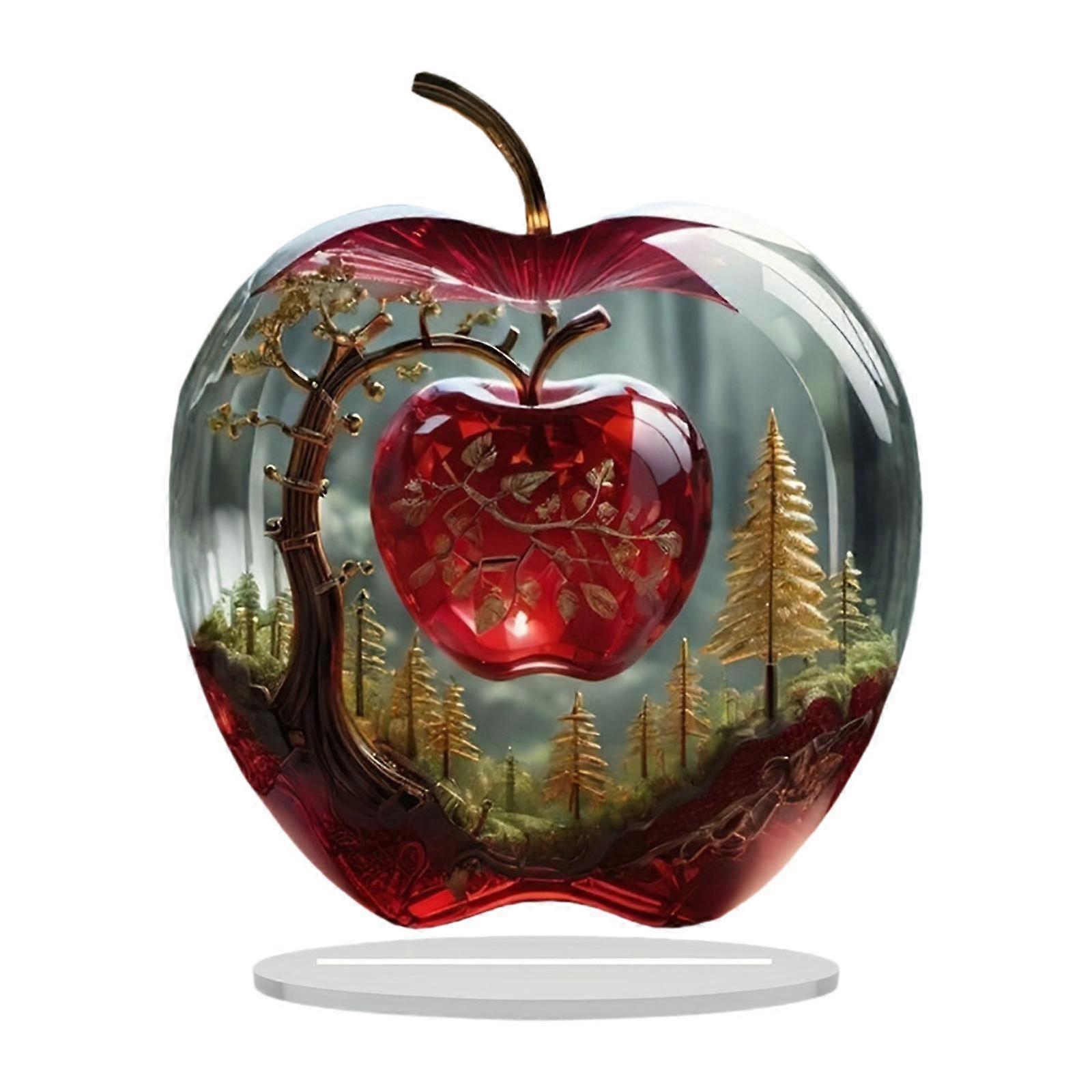 2D Apple Shape Plaque Table Sign Accessory Desk Collection Tabletop Ornament