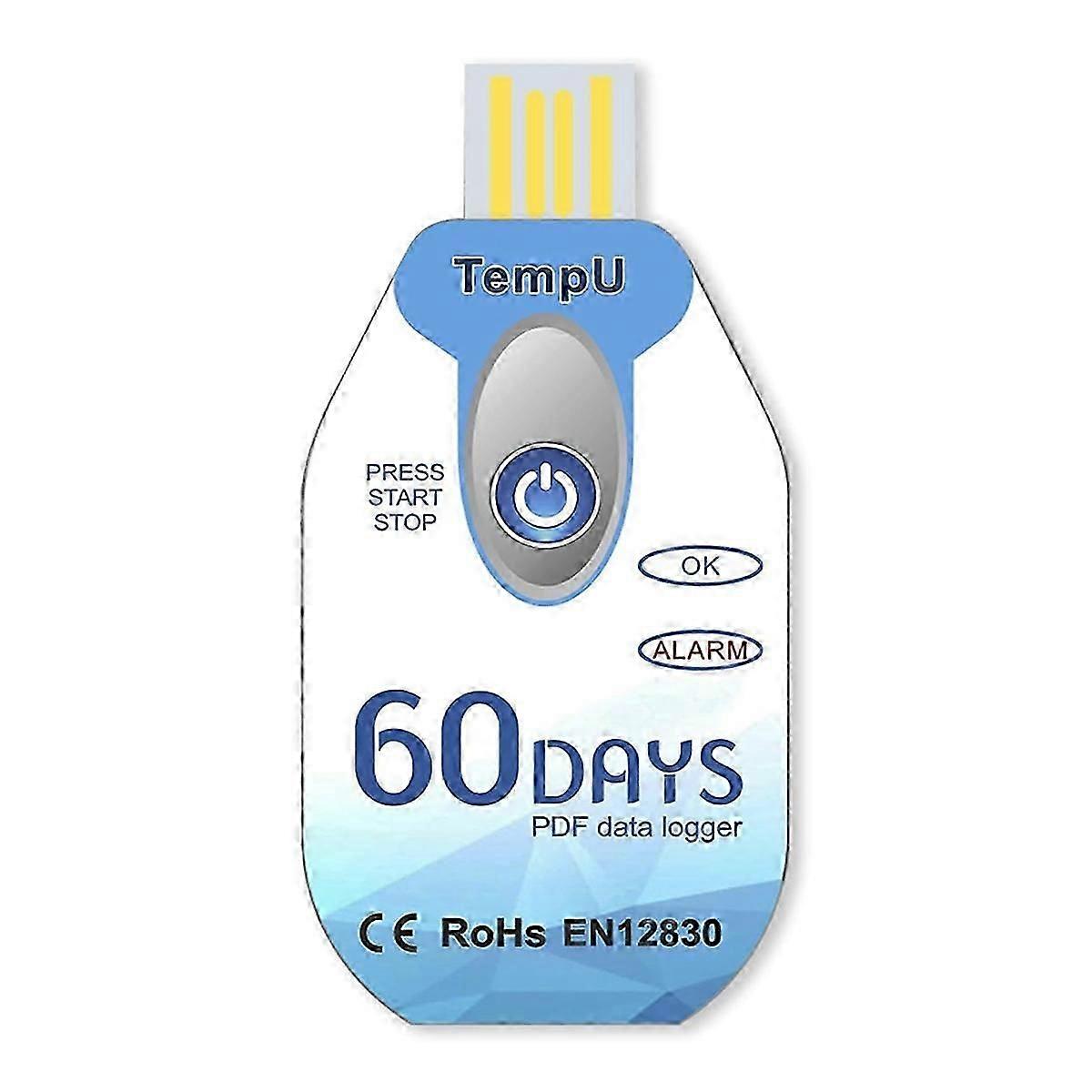Rejestrator danych temperatury USB Jednorazowy rejestrator temperatury PDF Termometr Rejestrator TempU02 60 dni na łańcuch chłodniczy 1 opakowanie