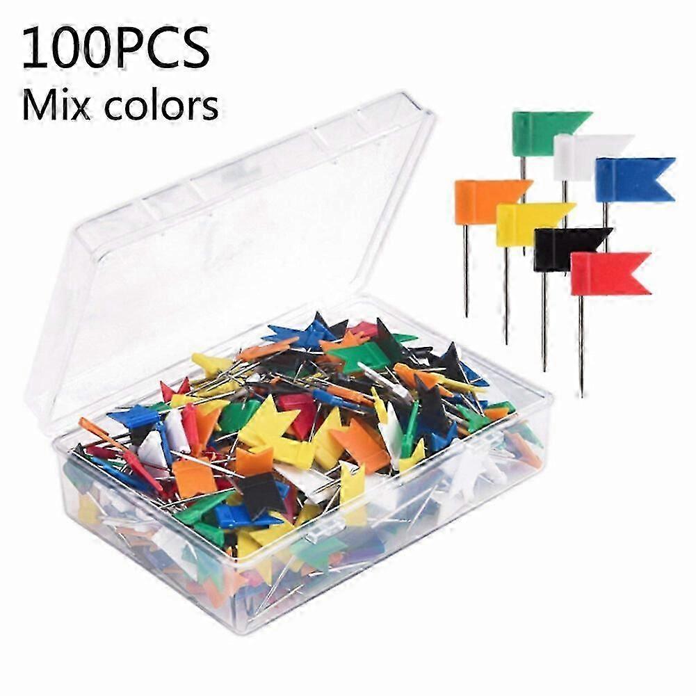 100Pc Flag Marker Shape Map Pins Cork Notice Board Pin for Notice Cork Board Map