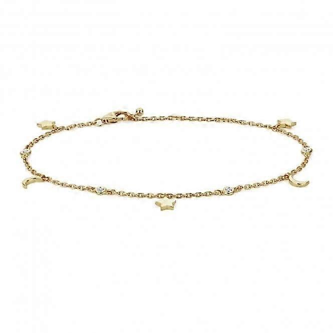 Diamond Jewellery 9ct Gold Diamond Star & Moon Bracelet BD034