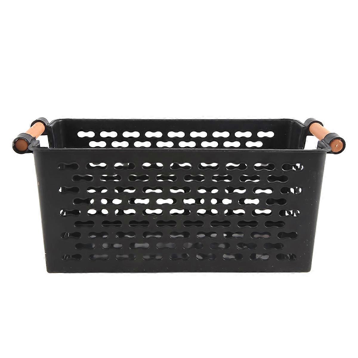 Plastic Desktop Rectangular Bathroom Storage Box Bath Basket Black