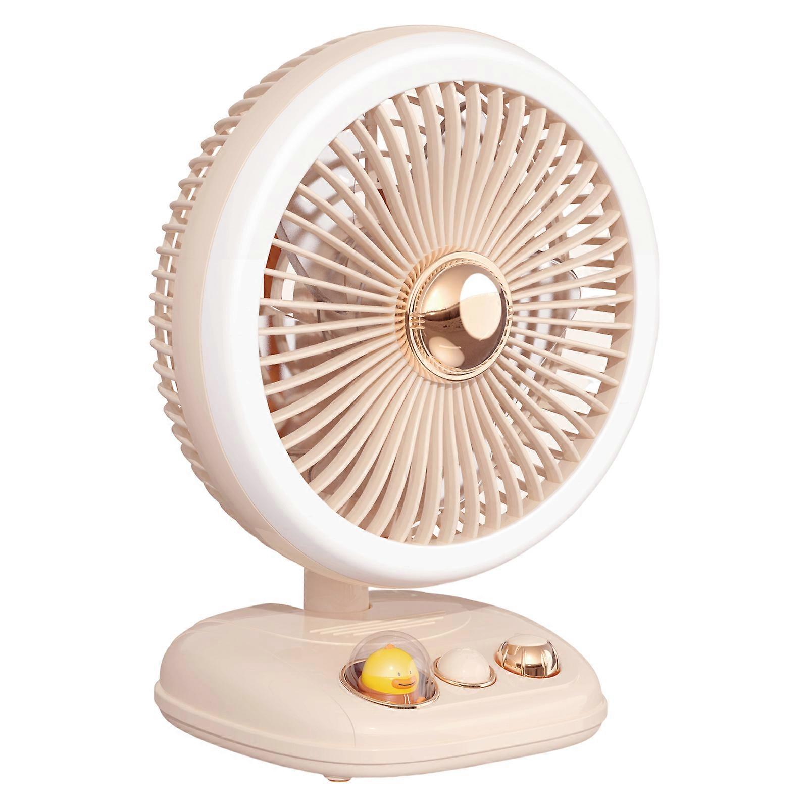 USB Charging Foldable Table Fan Wall Mounted Hanging- Ceiling Fan with LED Light 3 Speed Adjustable For Home Room White