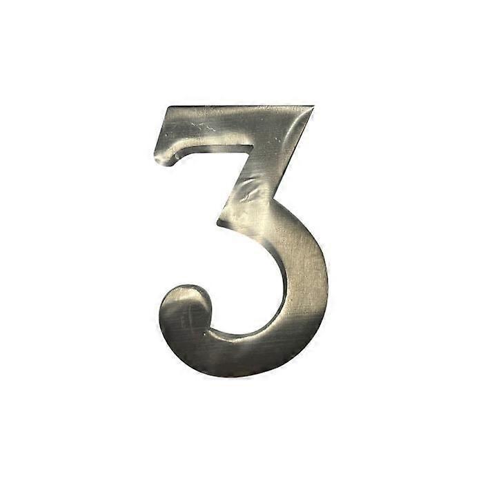 House Number - GENERIC - 3 - Matte Nickel - 10cm - Invisible Mounting