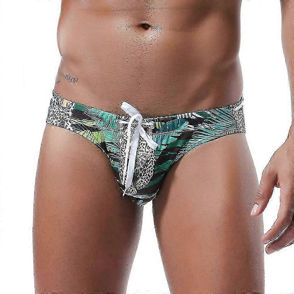 Men's Leopard Print Low Waist Quick Dry Swim Trunks