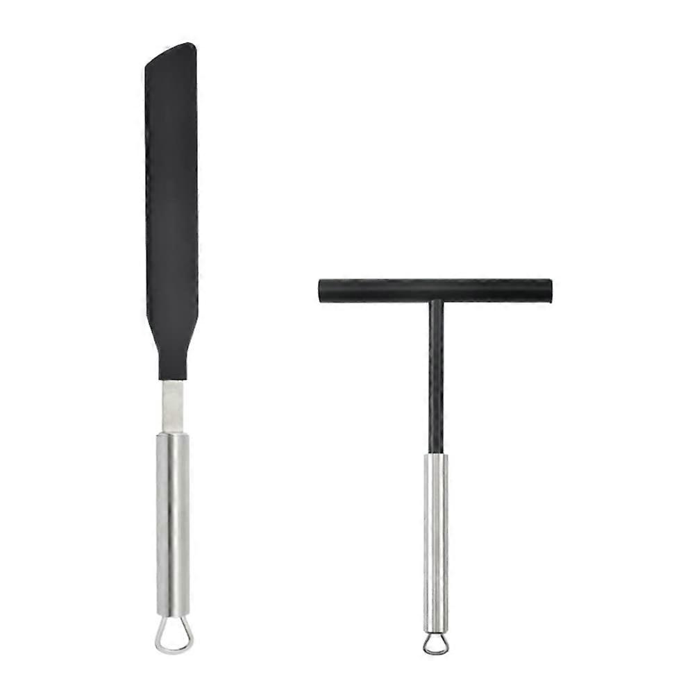 2 Pcs Stainless Steel Crepe Spreader and Spatula Set for Bakery