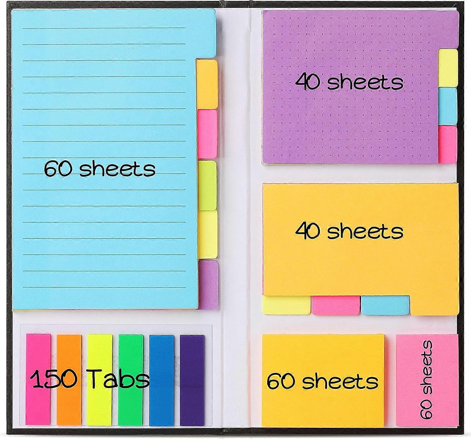 Colour-Coded Sticky Notes Set, Lined and Blank, Portable Organised Design
