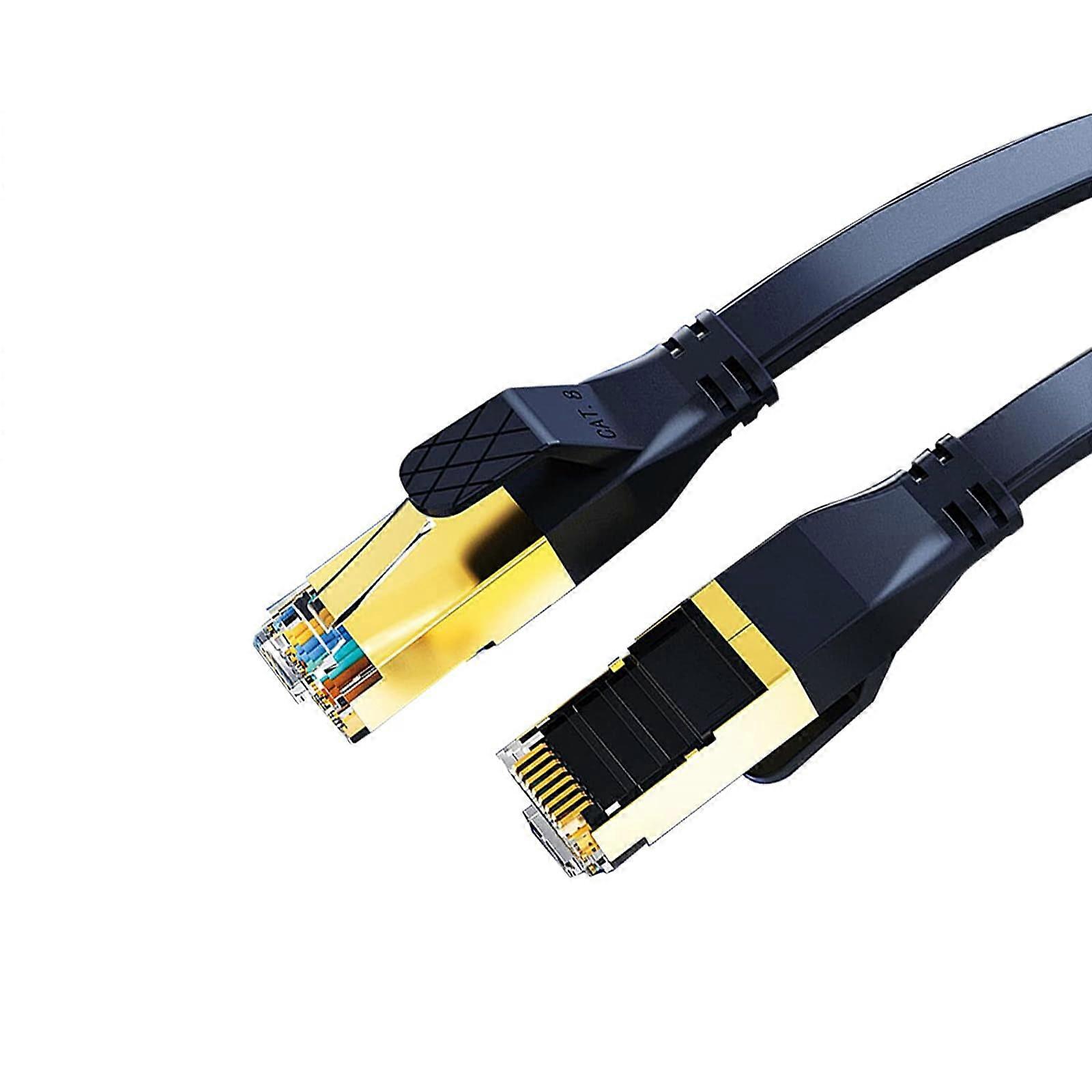 Cat 8 Flat Shielded Ethernet Cable 40Gbps, 32AWG High Speed LAN Cable for Indoor and Outdoor Use, Compatible with Gaming and Streaming