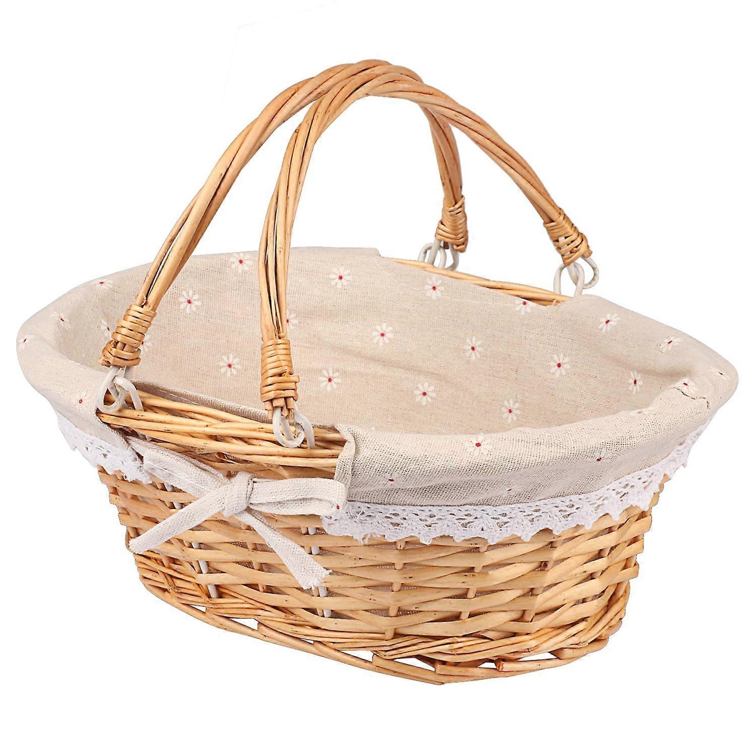 Large Multi-Purpose Wicker Basket with Sleeve, 14.2 x x 11 6.7 Inch Wicker Picnic Basket Liner