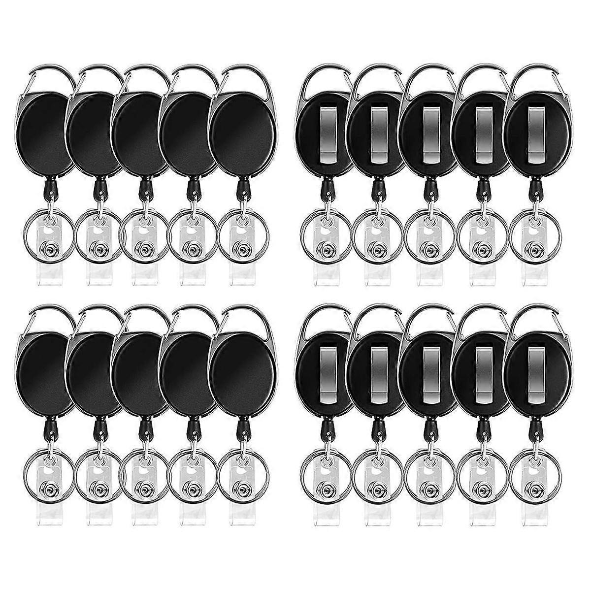20pcs Badge Reels Retractable Holders with Clip for ID Cards & Keys