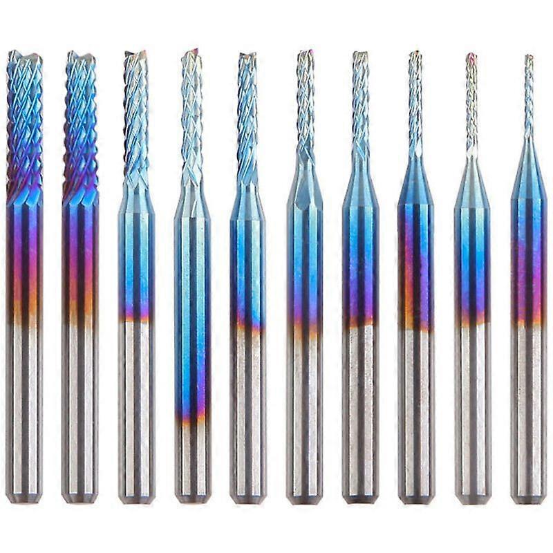 10pcs tungsten steel engraving machine cutter (blue plated cutter 0.8-3.175mm)