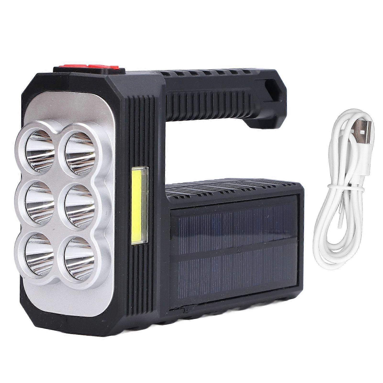 LED Solar Flashlight Multifunctional Emergency Hand Light 4 Mode Waterproof Camping Flashlight