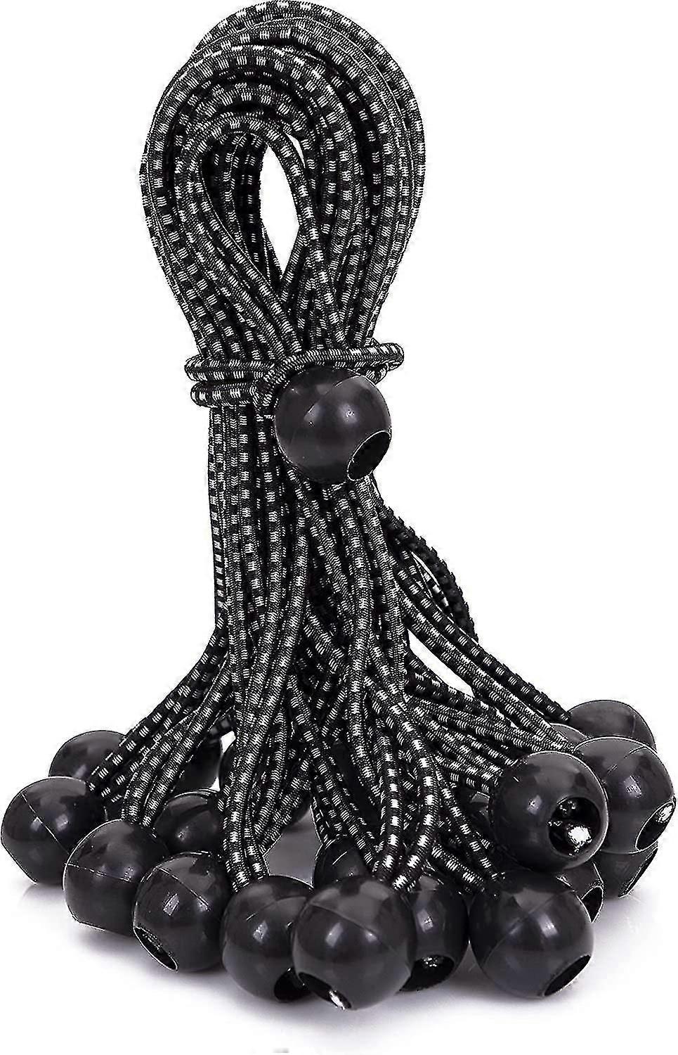 25pcs Ball Bungee Cords With Elastic String For Canopy, Tarp, Straps, Tent, Poles And Wires, 6-inch Black