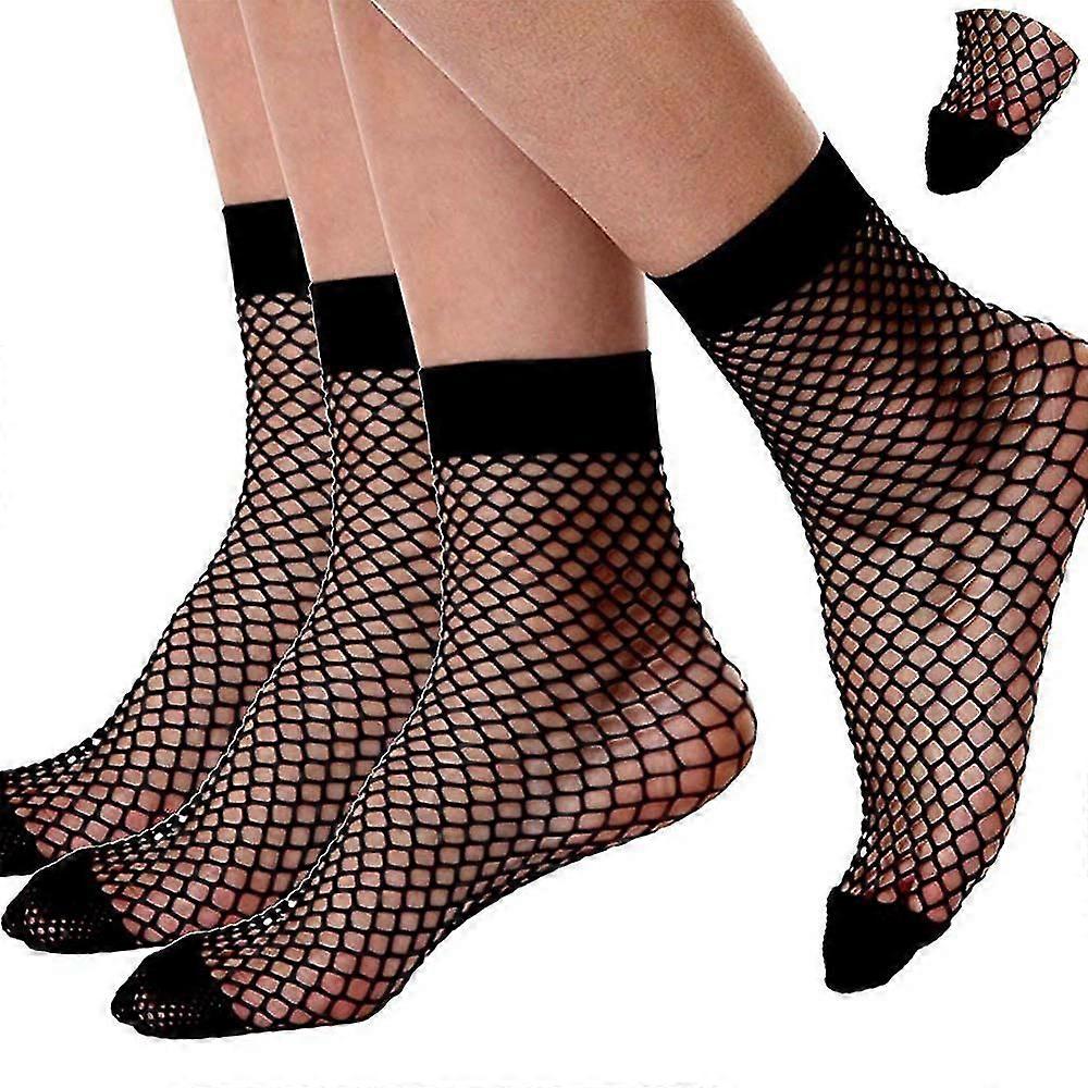 Women's Ankle High Tights - Mini Diamond Net Socks (3 Pack)